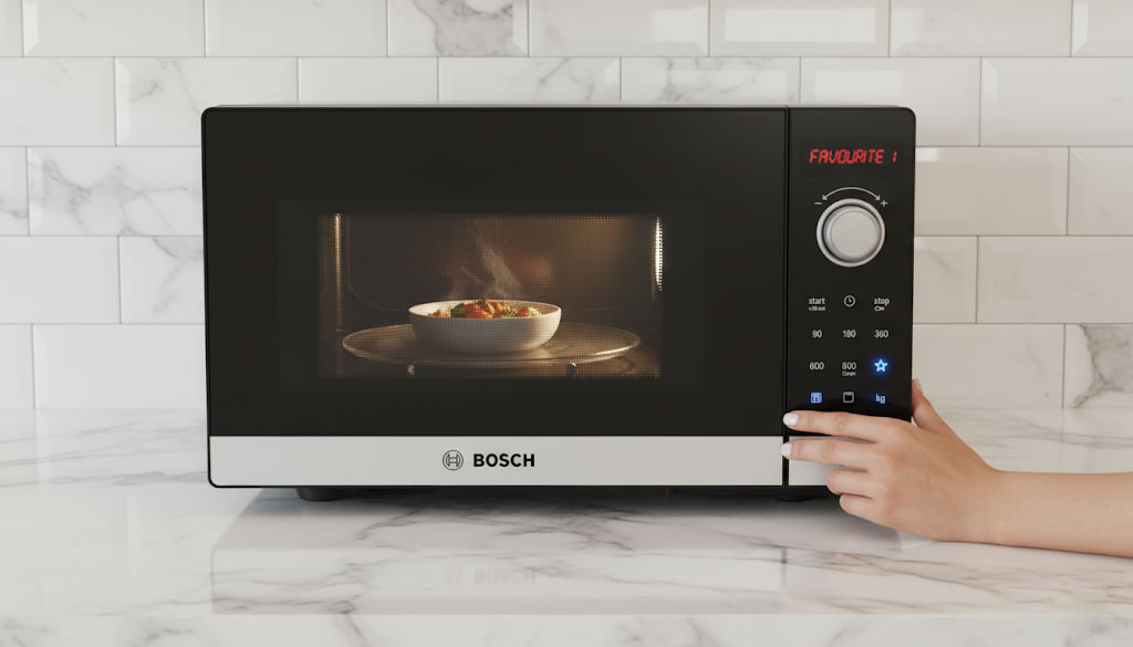 Tính năng Favourite lưu cài đặt ưa thích trên lò vi sóng Bosch Serie 2 FFL023MS2