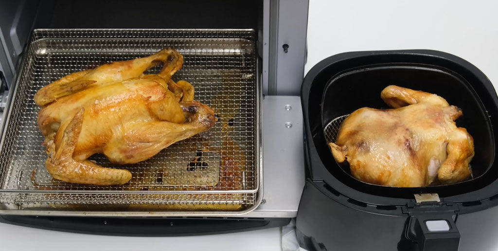 So sánh gà nướng giữa nồi chiên thường và TOA-65HK