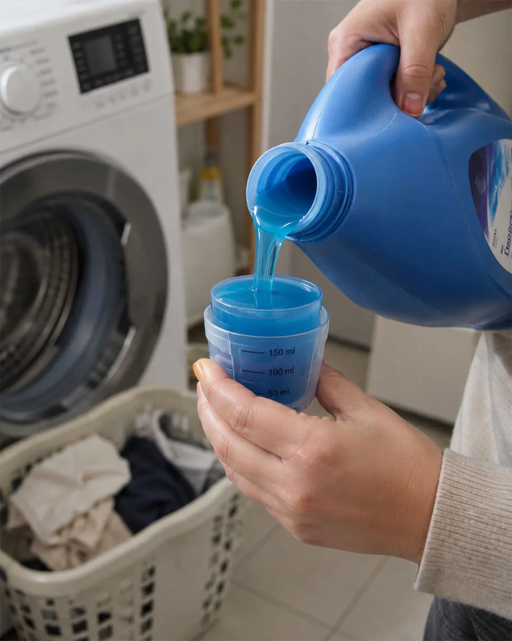 Đổ quá nhiều nước giặt khi giặt quần áo
