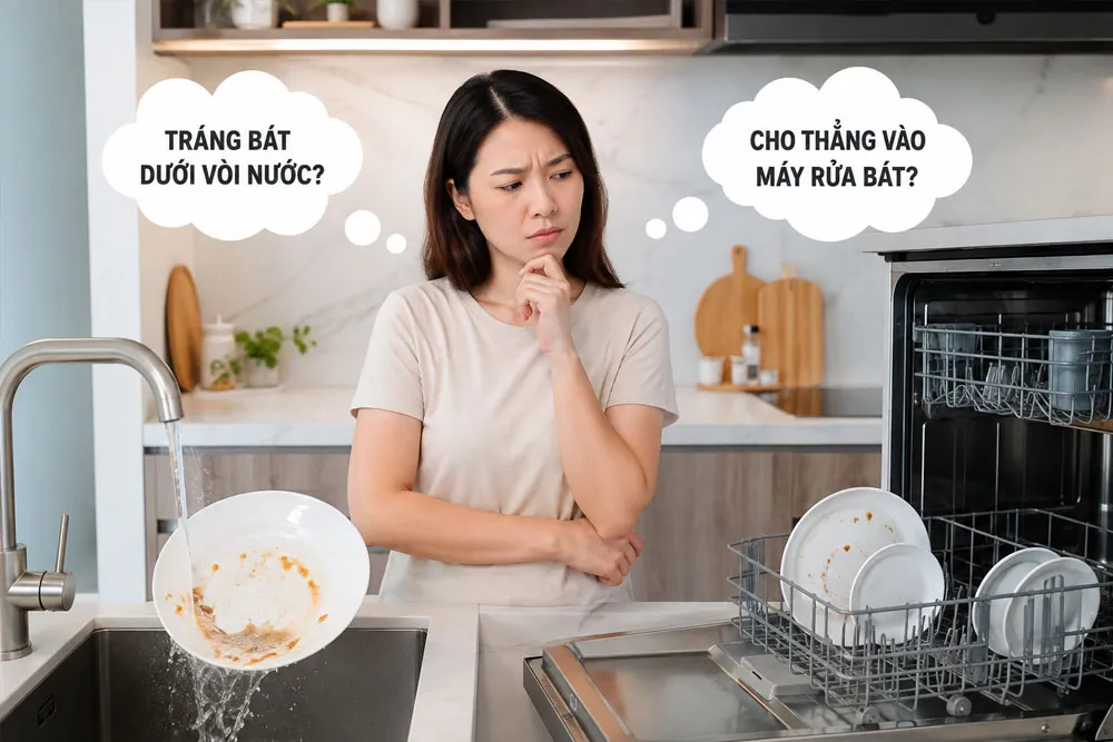 Có nên tráng bát trước khi cho vào máy rửa bát