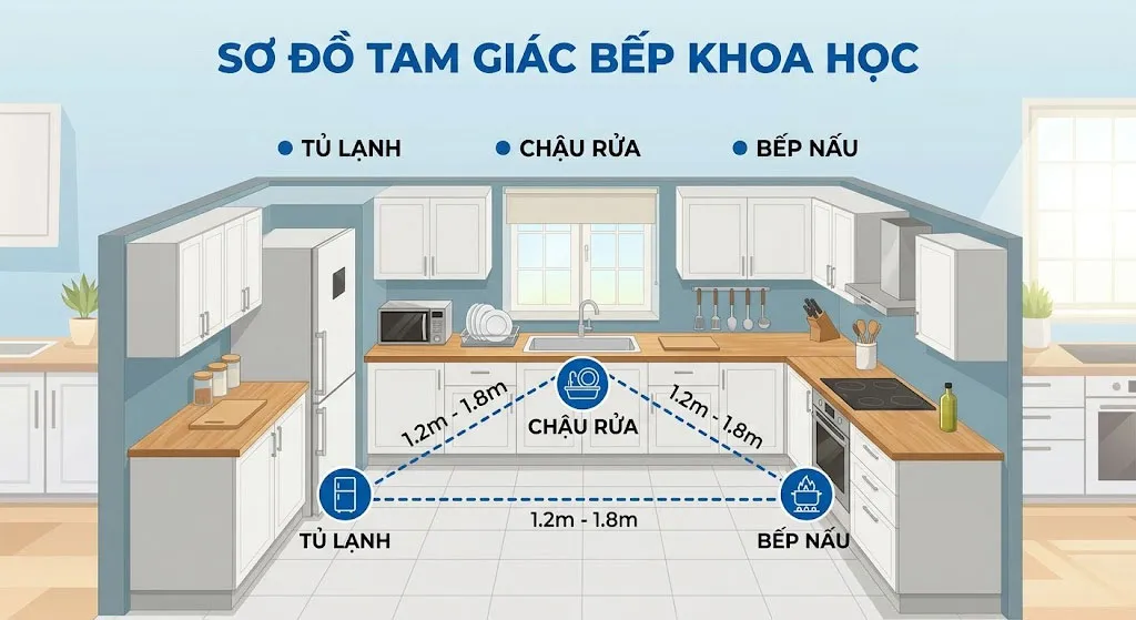 so do tam giac bep khoa hoc trong thiet ke gian bep