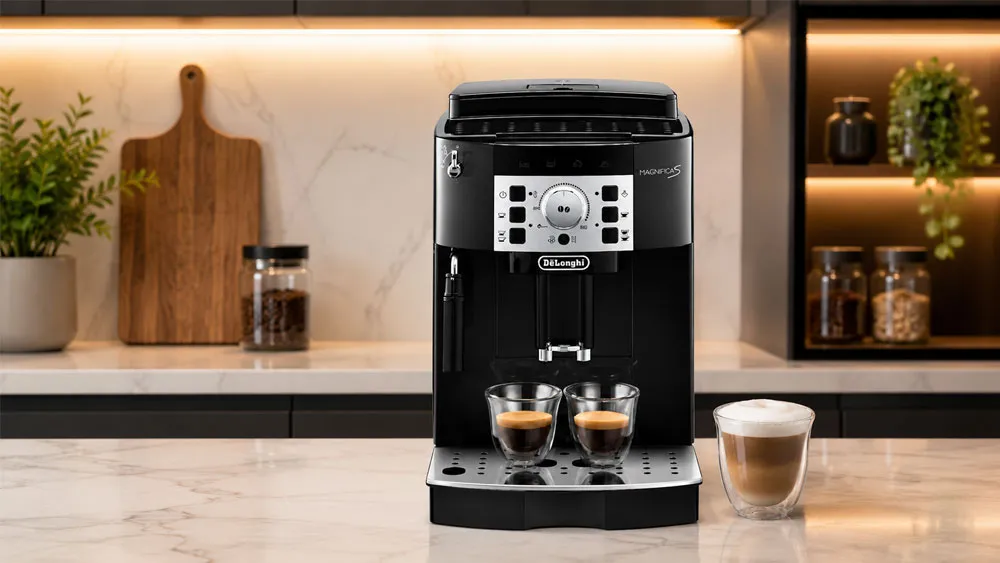 Máy pha cà phê Delonghi ECAM22.110.B trong không gian bếp hiện đại