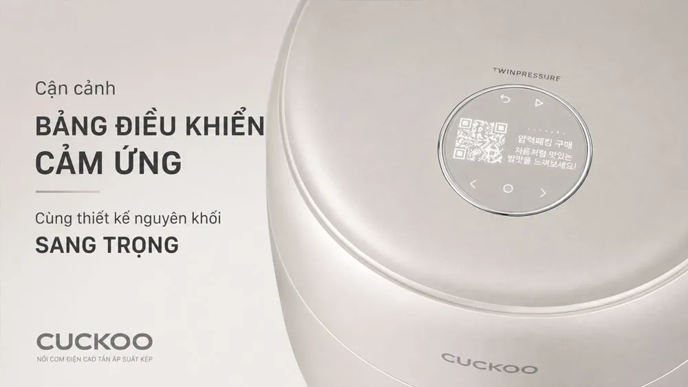 Thiết kế nguyên khối và màn hình cảm ứng của nồi cơm điện Cuckoo CRP NHTR0610FGW