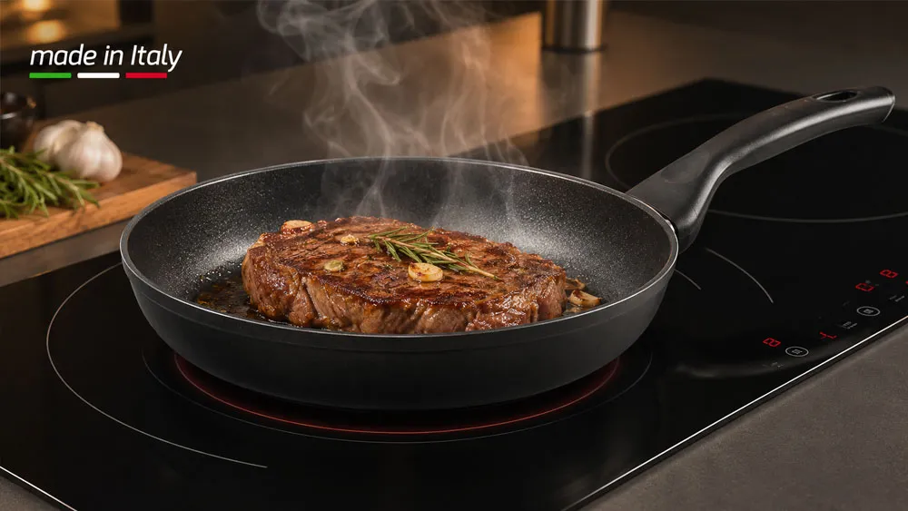 Chảo Barazzoni sử dụng trên bếp từ với khả năng truyền nhiệt nhanh và đều