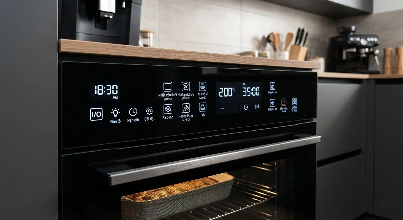 bảng điều khiển cảm ứng lò nướng âm tủ cao cấp