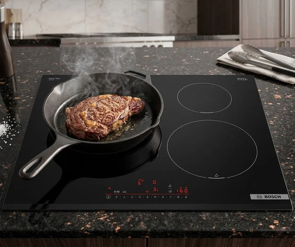 chien steak voi nhiet do chinh xac tren bep bosch