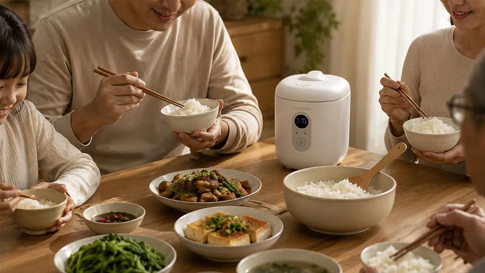 Cơm trắng dẻo thơm được nấu bằng nồi cơm điện tử mini Cuckoo CR 0255MW