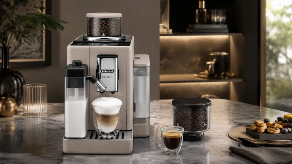 Ly cappuccino được pha từ máy pha cà phê Delonghi EXAM440.55.BG với lớp bọt sữa mịn