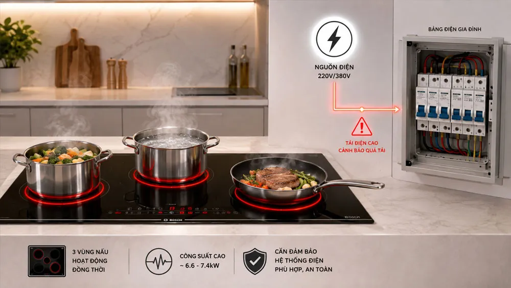 Nguồn điện ảnh hưởng đến hoạt động của bếp từ