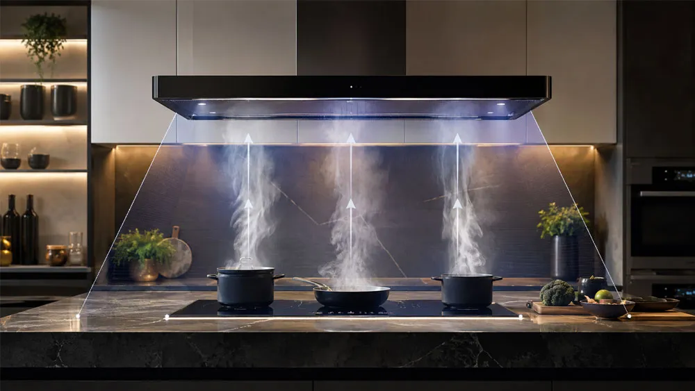 Kích thước máy hút mùi phù hợp với chiều rộng mặt bếp