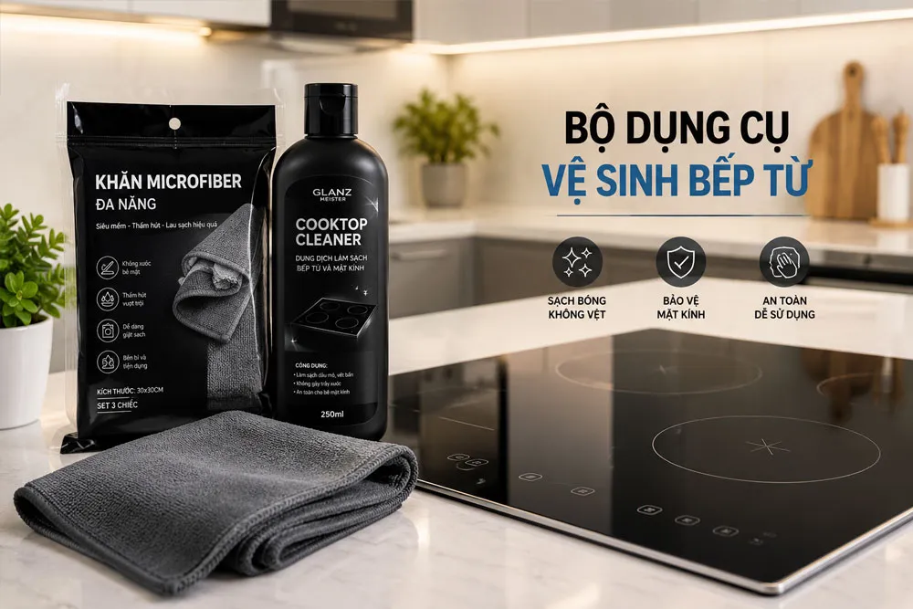 Dụng cụ vệ sinh mặt kính bếp từ đúng cách
