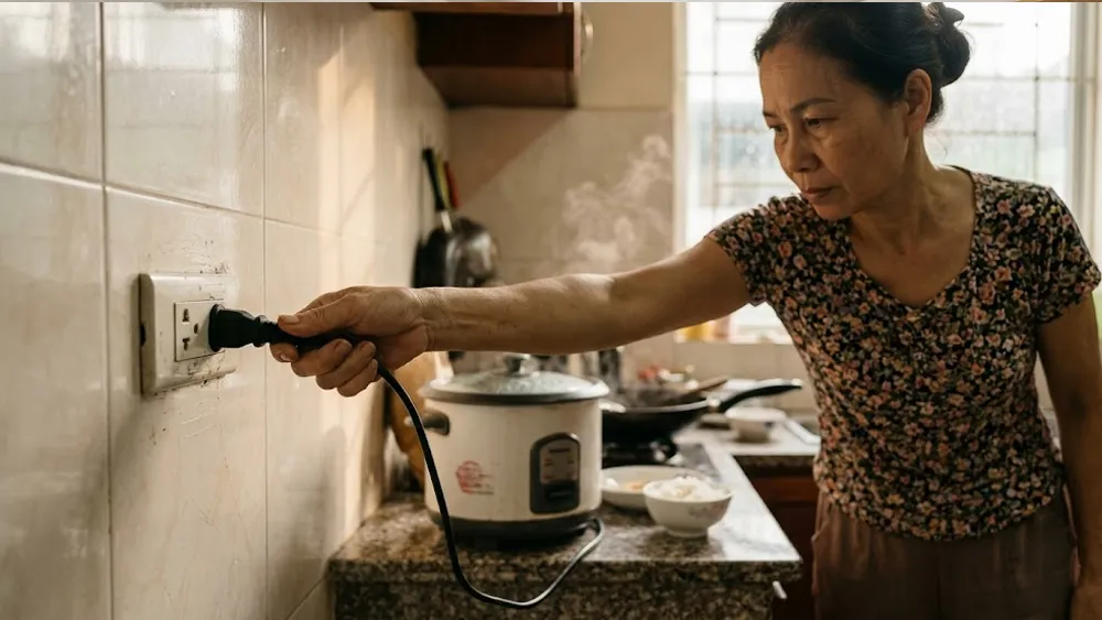 Người dùng rút phích cắm thiết bị điện sau khi sử dụng
