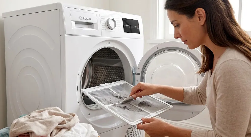 Vệ sinh bộ lọc xơ vải máy sấy