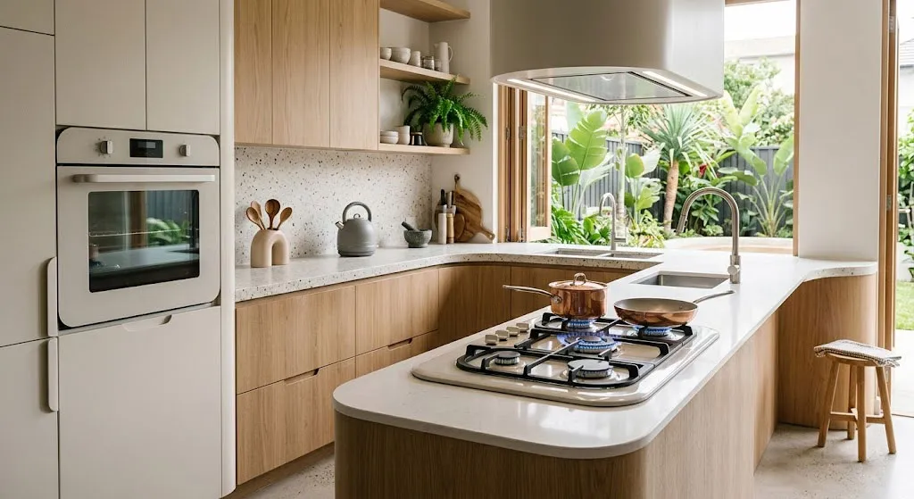 thiết bị bếp thiết kế bo góc mềm mại sang trọng