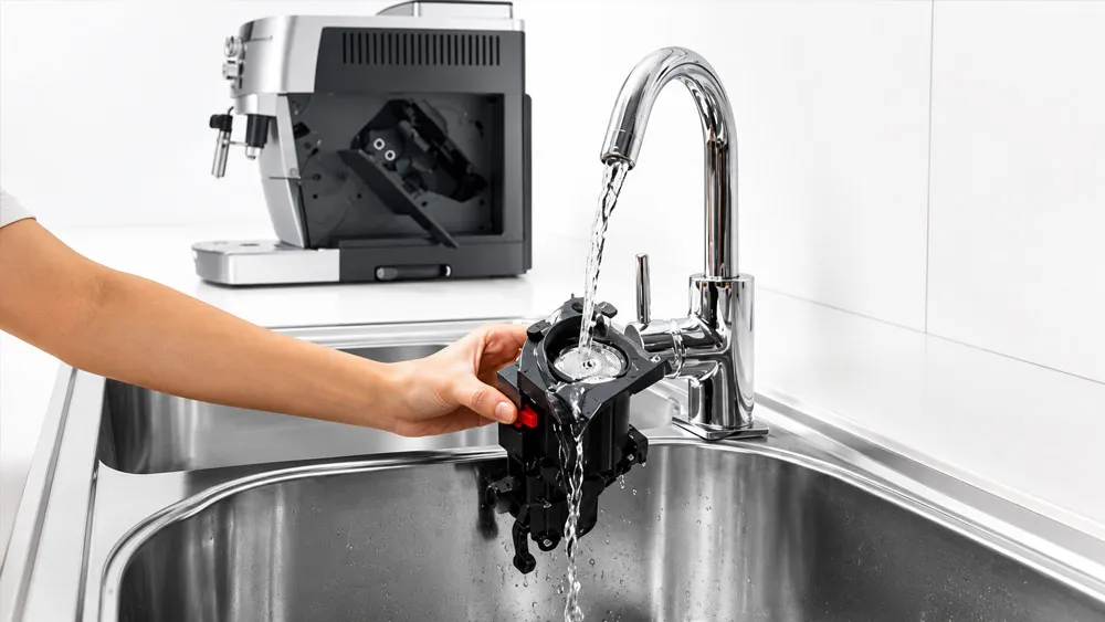 Vệ sinh cụm pha và khay nước của Delonghi ECAM22.110.B