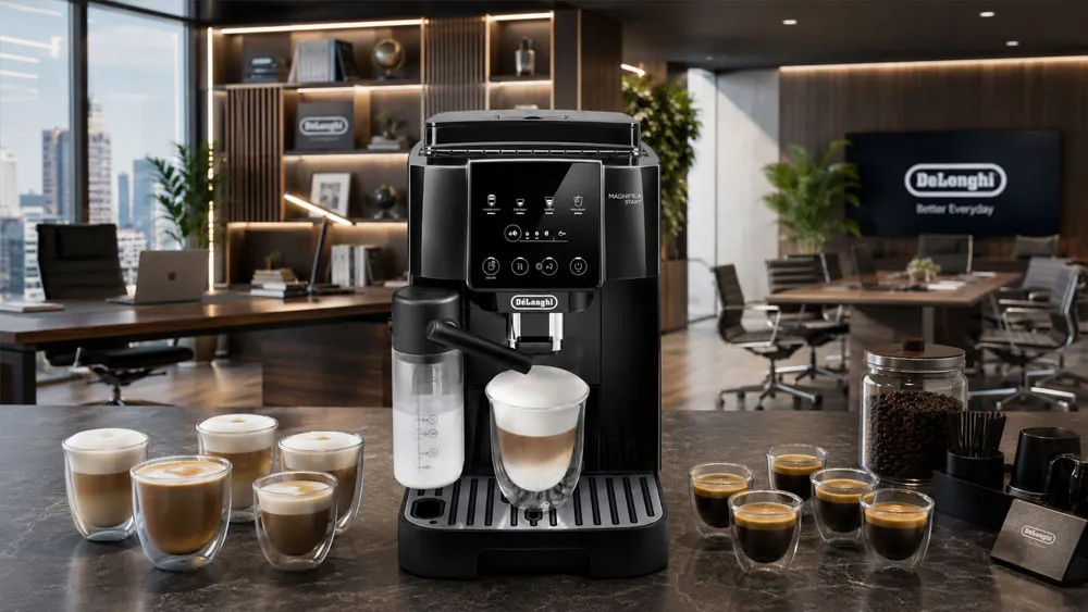 Máy pha cà phê Delonghi ECAM220.60.B trong không gian văn phòng cao cấp