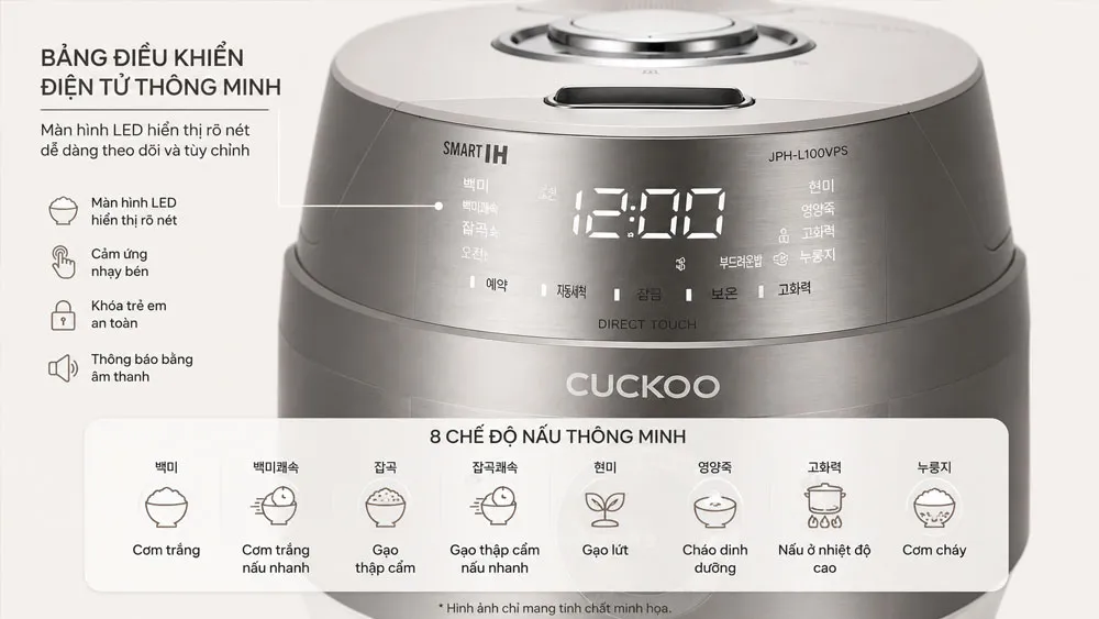 Bảng điều khiển điện tử thông minh của nồi cơm điện Cuckoo CRP JHPNL1010GPS