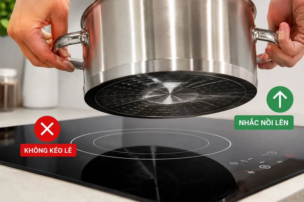 Sử dụng nồi đúng cách để hạn chế trầy xước mặt bếp từ