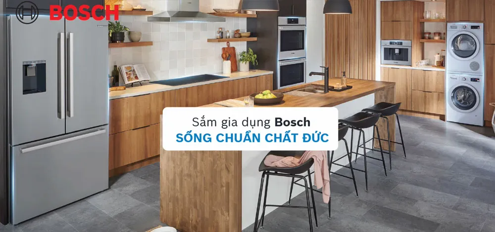 Không gian bếp Bosch sạch đẹp sau bữa ăn