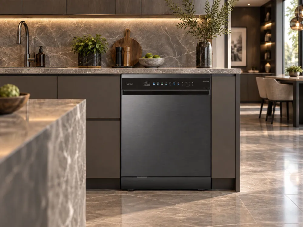 Máy rửa bát độc lập Hafele trong gian bếp hiện đại