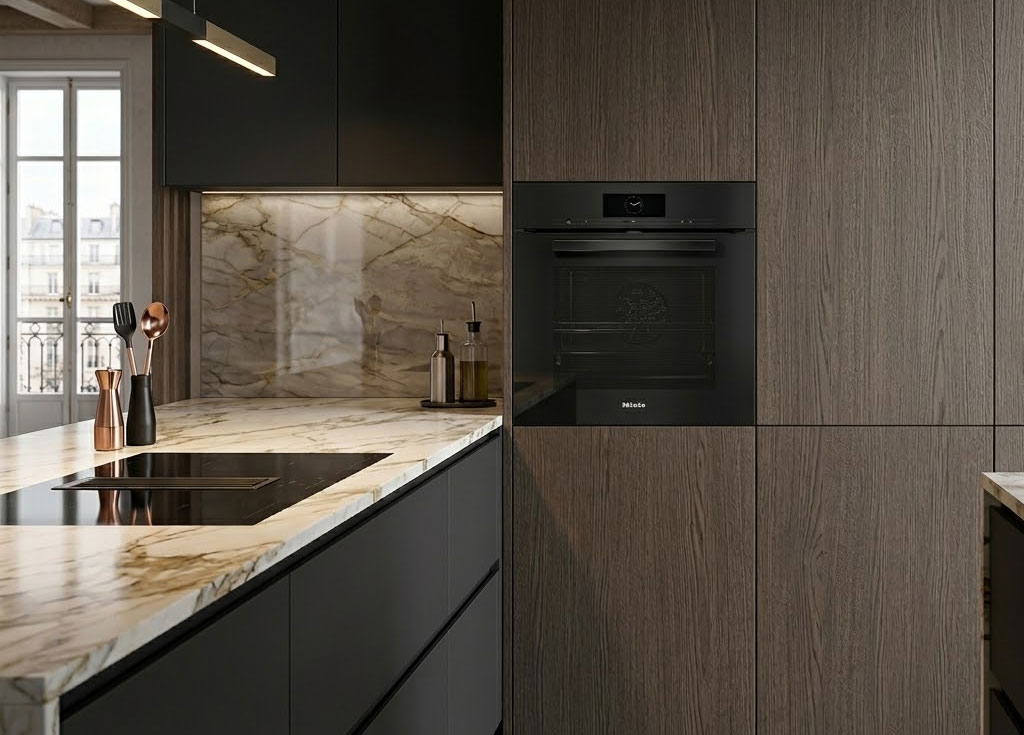 Lò nướng Miele sang trọng trong không gian bếp hiện đại