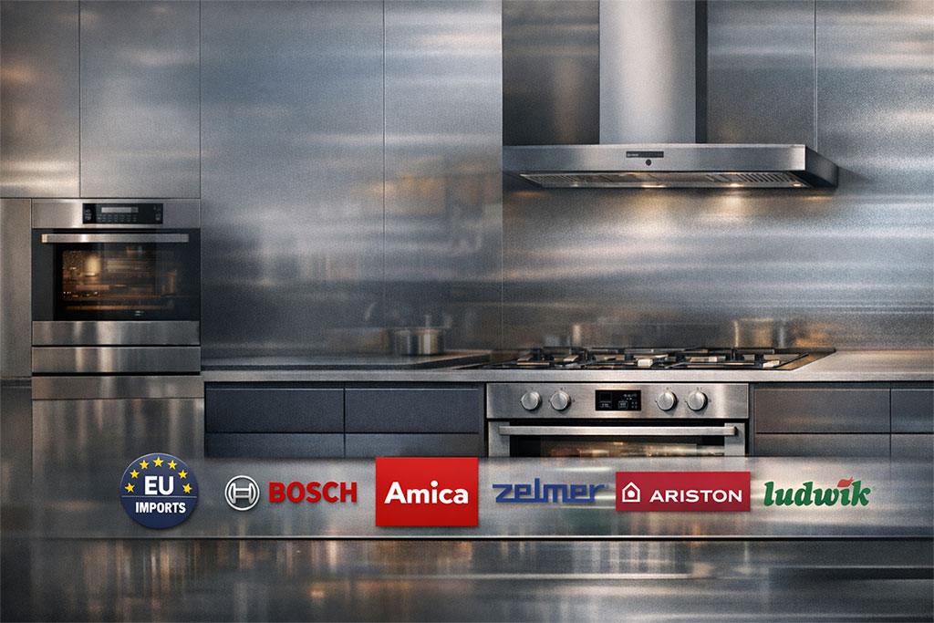 Hình ảnh không gian bếp hiện đại với thiết bị bếp cao cấp, đại diện cho các đối tác chiến lược của Bếp NK