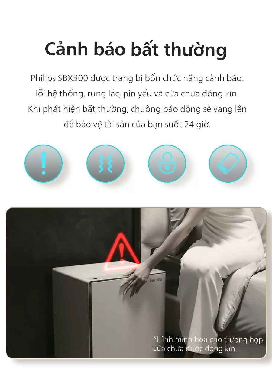 Philips SBX300 được trang bị bốn chức năng cảnh báo