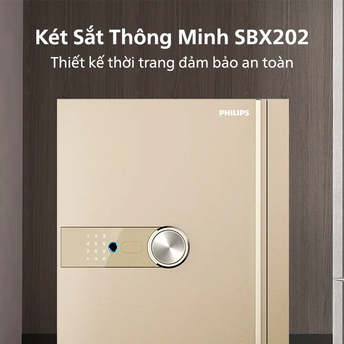 Két sắt Philips SBX202 là mẫu két sắt điện tử sở hữu thiết kế tay nắm âm
