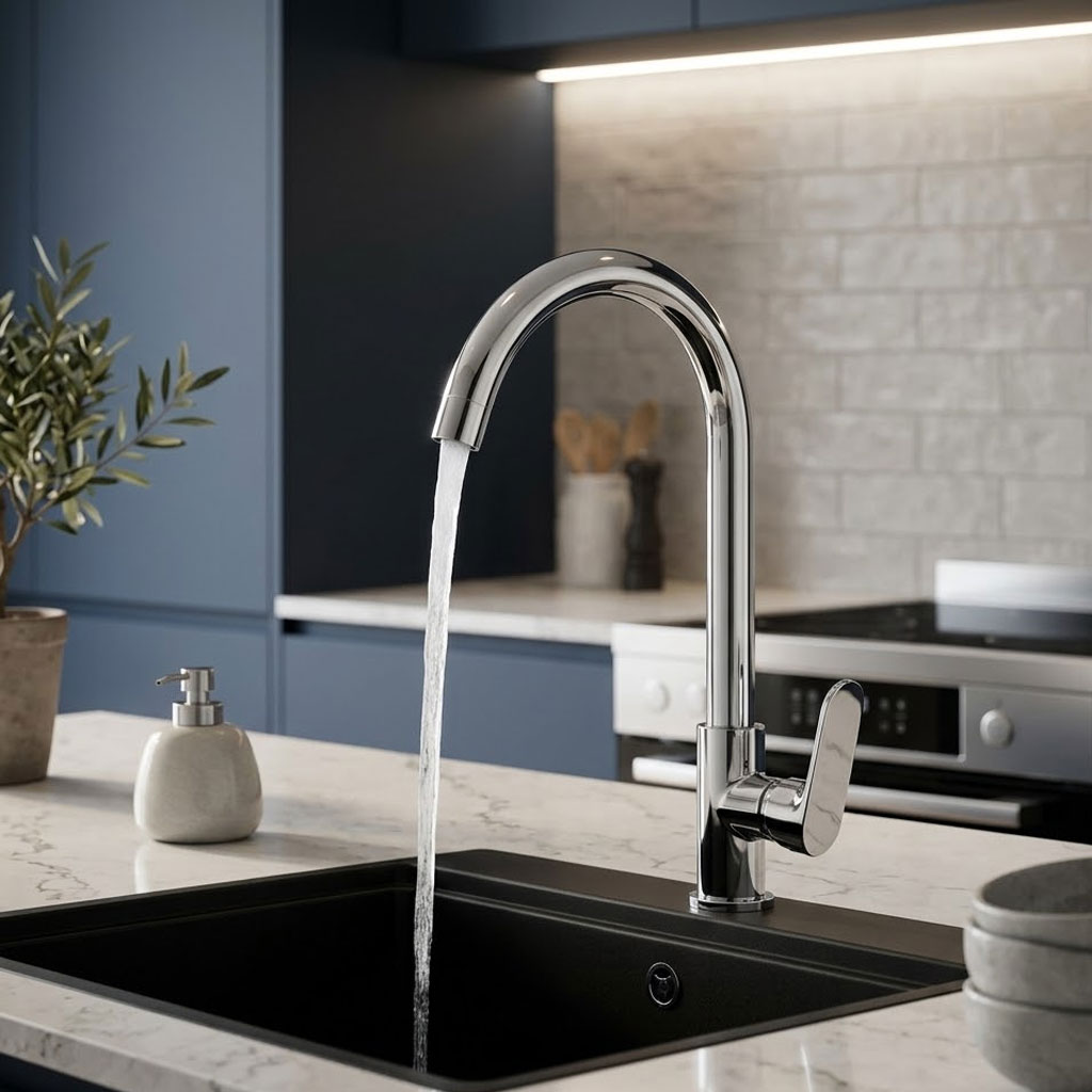 Vòi rửa chén Hafele HT19-CC1F255 570.52.281 là mẫu vòi bếp có thiết kế đơn giản nhưng hiện đại