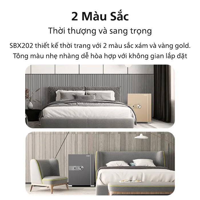 Philips SBX202 có hai tùy chọn màu sắc gồm vàng Gold và xám