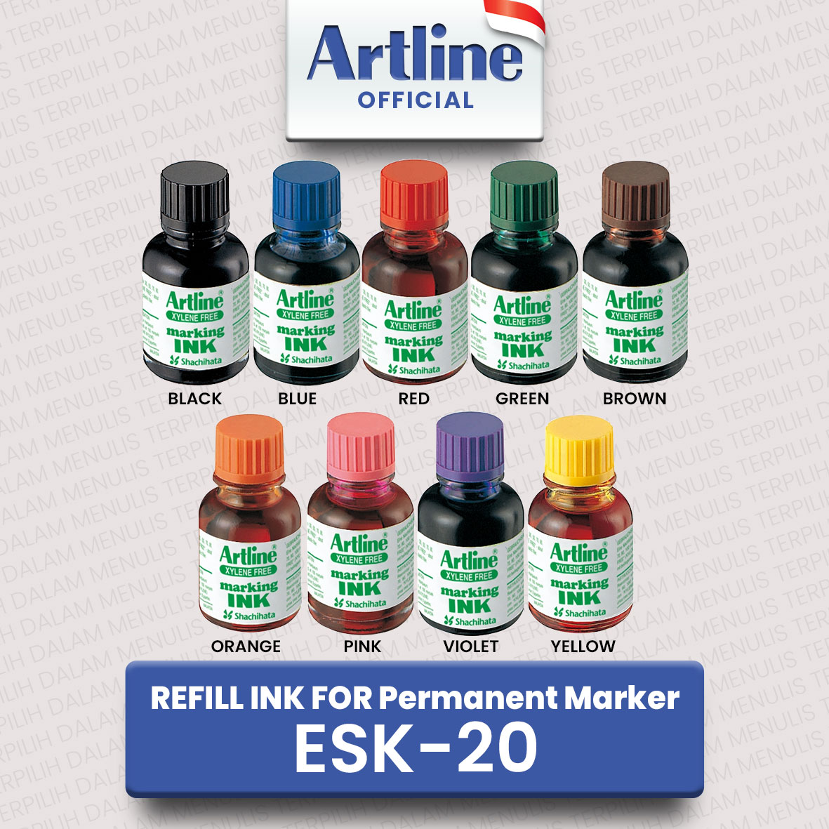 Bộ mực Artline lông dầu (20ml) 10 màu