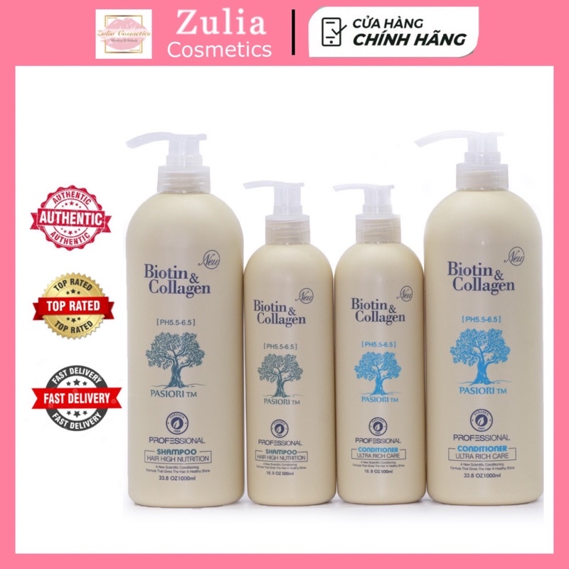 [FREE SHIP] Combo 2 chai dầu gội xả Biotin Collagen 1000ml Chống gãy rụng