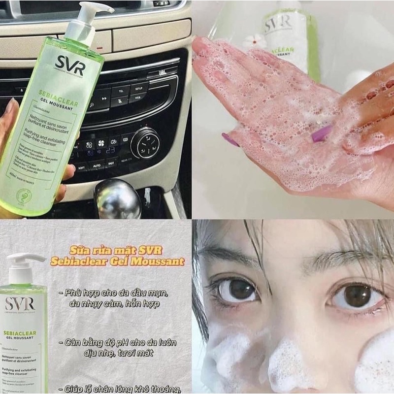 [FREE SHIP] Sữa Rửa Mặt SVR Sebiaclear Gel Moussant cho da mụn nhạy cảm 400ml