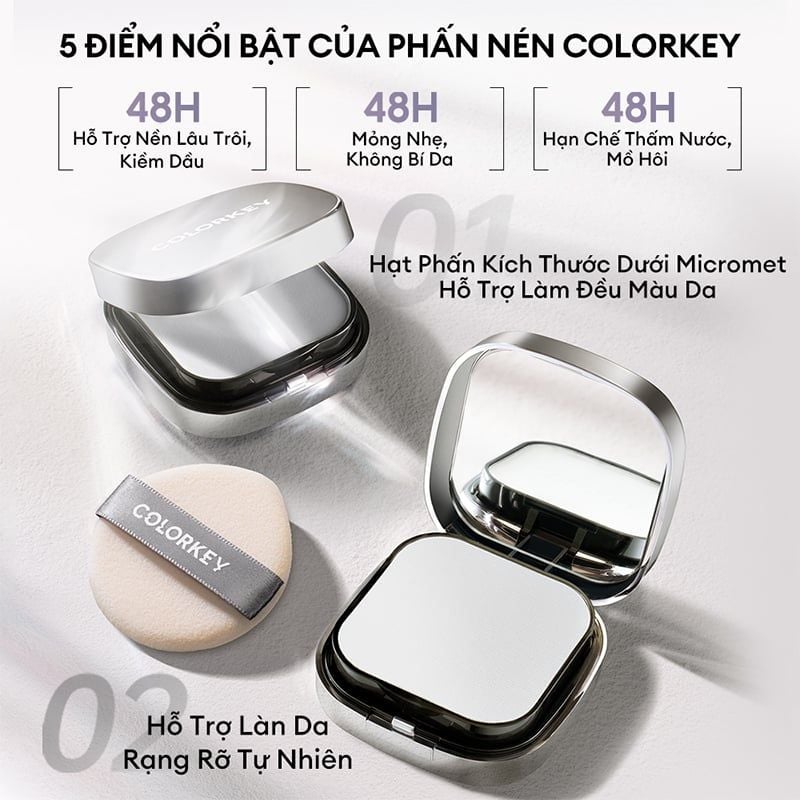 Phấn Phủ Nén Colorkey Kiềm Dầu Long Lasting Oil-Control Airy Powder 12G