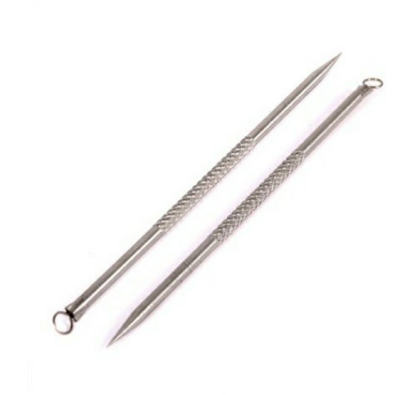 Cây nặn mụn 2 đầu - que nặn mụn cao cấp inox (có bao đi kèm)