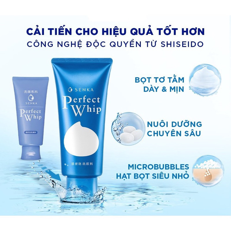Sữa Rửa Mặt Tạo Bọt Senka Perfect Whip màu Xanh biển 120g