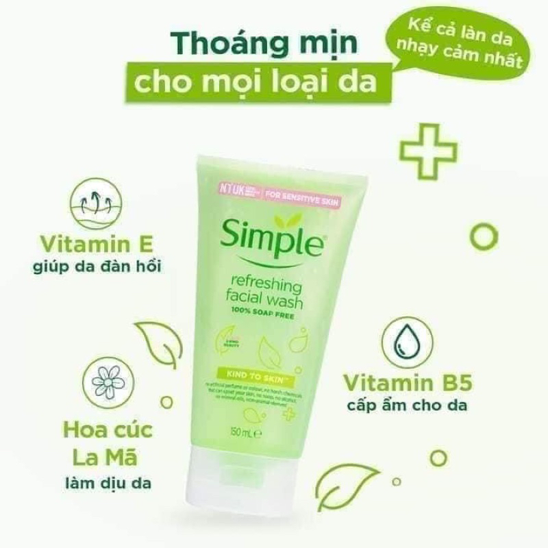 Sữa rửa mặt Simple siêu lành tính