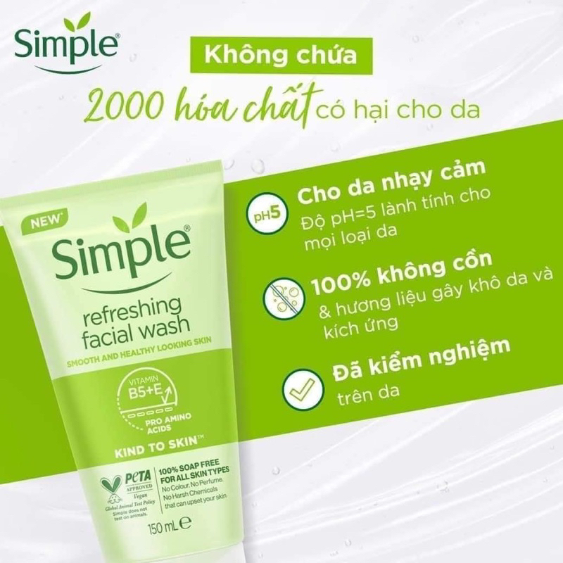 Sữa rửa mặt Simple siêu lành tính