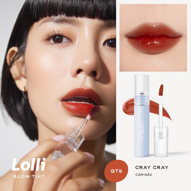 [OFÉLIA] Son Tint Bóng Lâu Trôi Cho Đôi Môi Căng Mọng Ofélia Lolli Glow Tint 3.9g Zulia Cosmetics