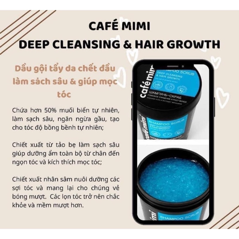 Dầu gội - Tẩy da chết da đầu Cafe Mimi Shampoo Scrub - Café Mimi