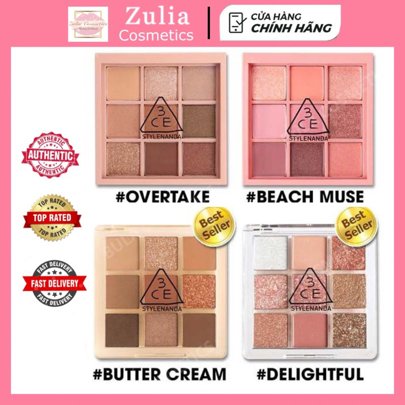 Bảng Phấn Mắt 3CE Multi Eye Color 9 Ô Nhũ Lấp Lánh Chính Hãng