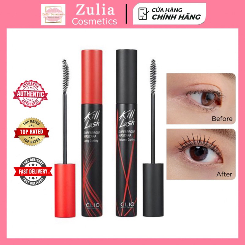 Mascara Clio Chống Nước Chuốt Mi Giữ Cong, Dài Dày Mi Chống Trôi Clio Kill Lash Superproof Mascara 7g