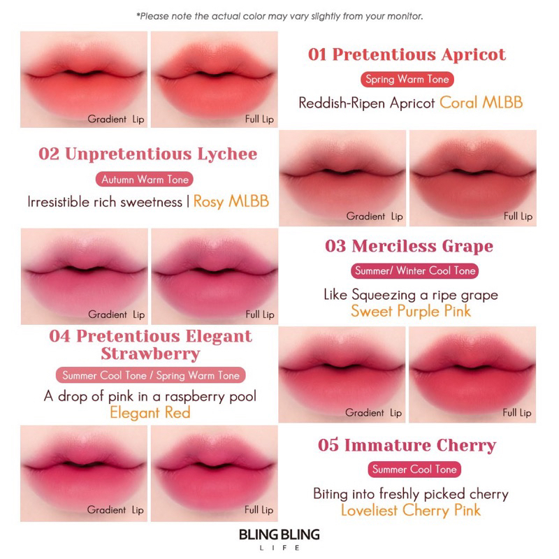 [Date t4/26] Son Kem Nhung Lỳ Lilybyred Mood Liar Velvet Tint 4.2g