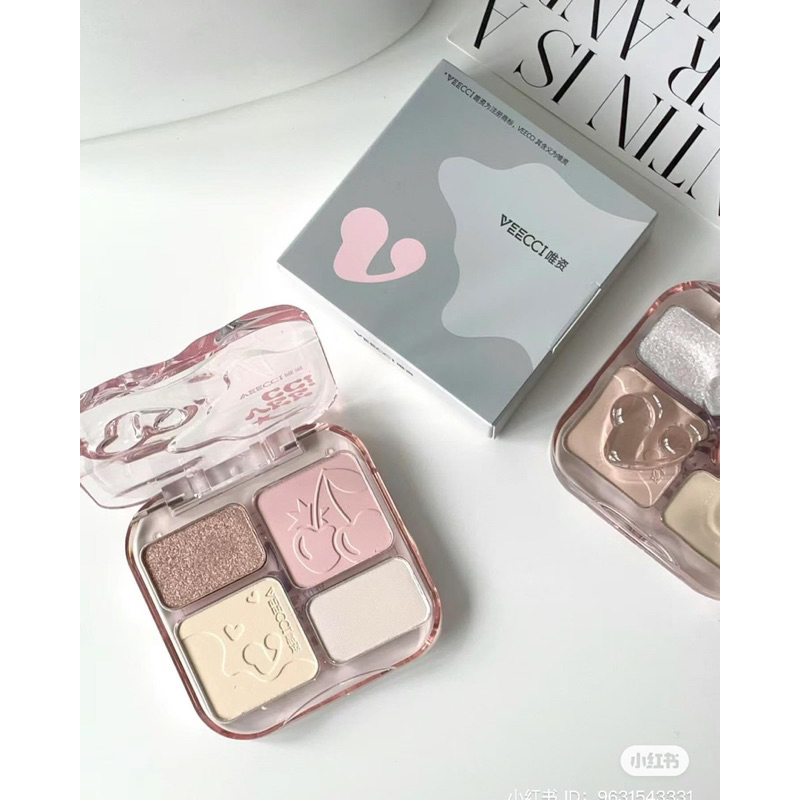 Tạo Khối Highlight VEECCI Phấn Má Hồng bắt sáng 4trong1 Sắc Tông Nude Tự Nhiên 9g