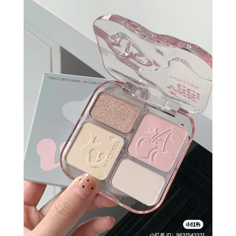 Tạo Khối Highlight VEECCI Phấn Má Hồng bắt sáng 4trong1 Sắc Tông Nude Tự Nhiên 9g