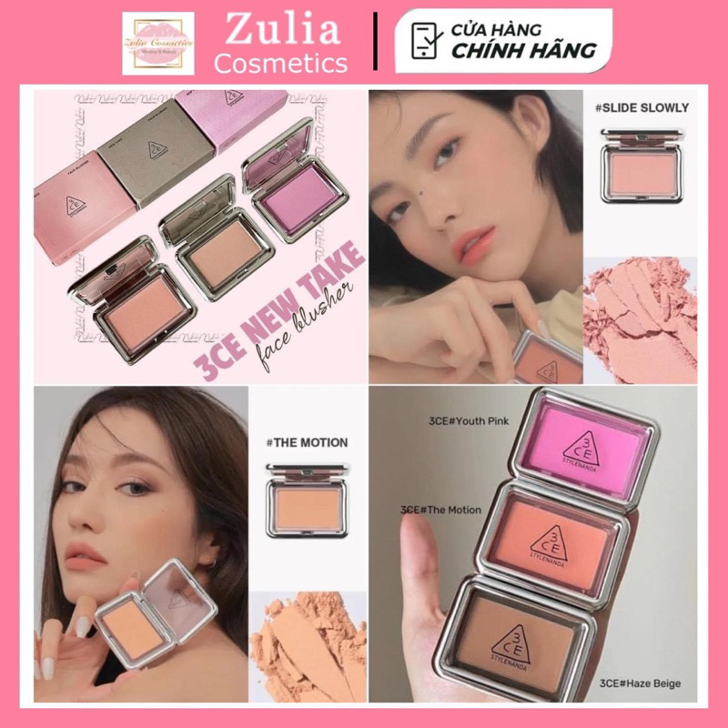 Phấn Má Hồng 3CE New Take Face Blusher [Youth Pink- The Motion- Haze Beige- How Dare- Slide Slowly]