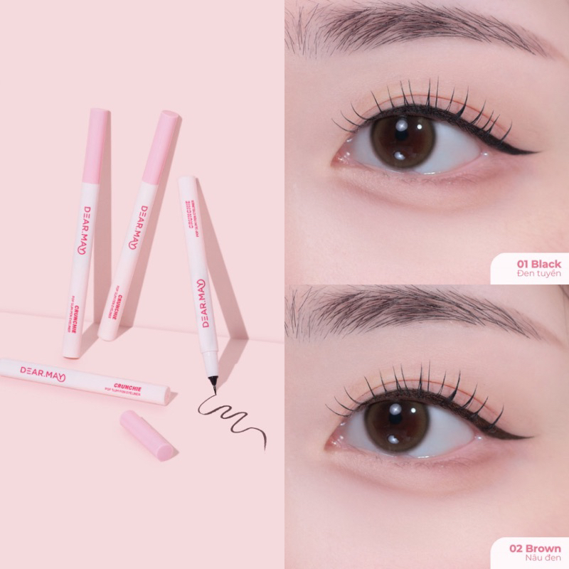 Bút Kẻ Mắt Dạ DEARMAY Crunchie kẻ mắt nước siêu mảnh thuần chay chống nước lâu trôi không lem Eyeliner 0.5g