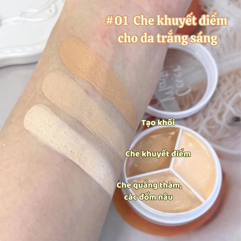 [XIXI] Bảng Che Khuyết Điểm/Triệt Sắc 3 Ô XiXi Che phủ Quầng thâm Cover Master Triple Pot
