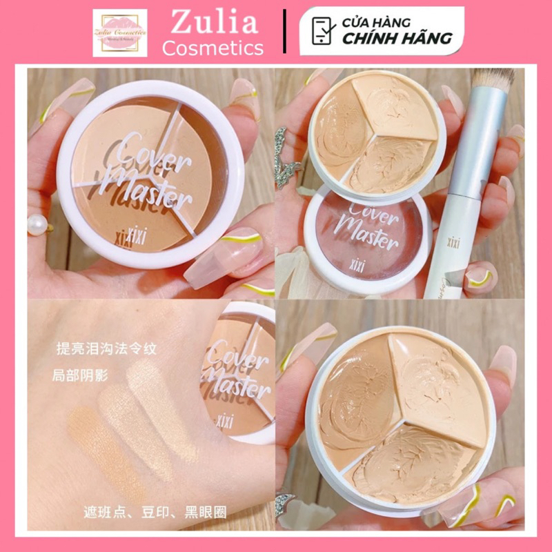 [XIXI] Bảng Che Khuyết Điểm/Triệt Sắc 3 Ô XiXi Che phủ Quầng thâm Cover Master Triple Pot