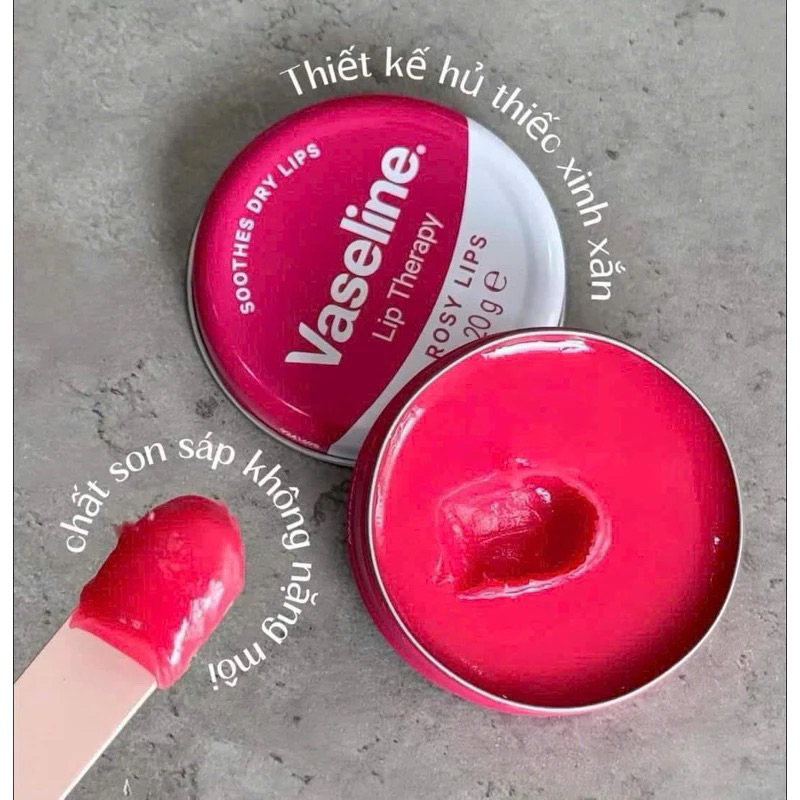 [UK] Son Dưỡng Môi Vaseline Lip Therapy Rosy Hộp Thiếc Màu Hồng 20g